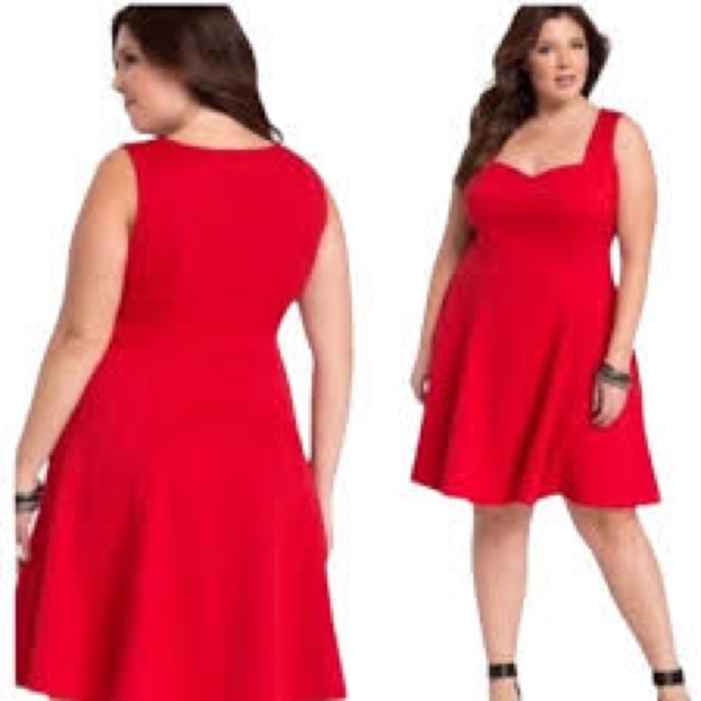 Torrid Skater Dress Red Fluted Sweetheart Neckline 1x
